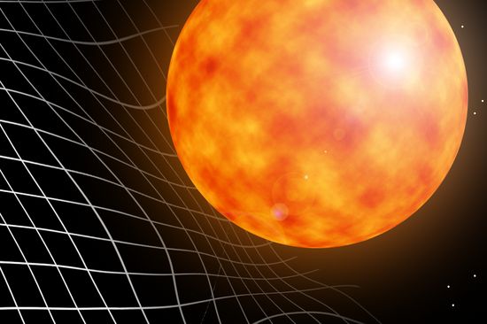 Large masses – such as stars or planets – warp space-time.
