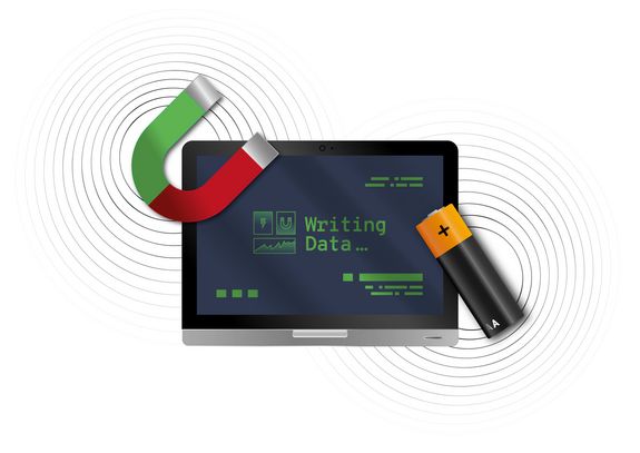 [Translate to English:] Eine Herausforderung: Zwischen magnetischen Speichern und elektrischen Schreibsignalen richtig zu vermitteln [1]