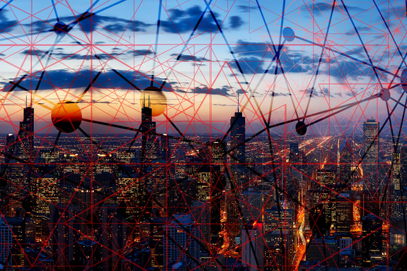 Skyline im Abendlicht