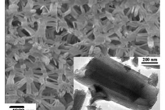 Elektronenmikroskopie-Aufnahme von analog hergestelltem Siliciumdioxid