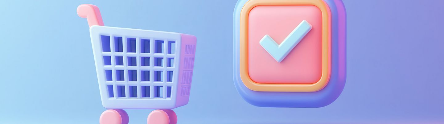 Einkaufswagen vor blauem Hintergrund