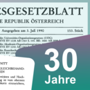 Grafik mit Ausschnitten des Bundesgesetzblattes vom 3. Juni 1990 zur Einrichtung der Arbeitskreise für Gleichbehandlungsfragen