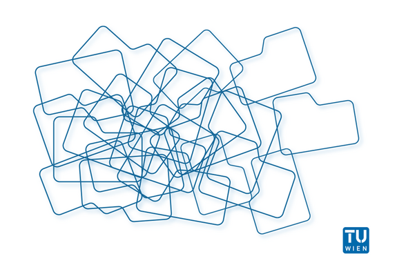 Graphik: wild jumble of folder icons, TU Wien logo at bottom left