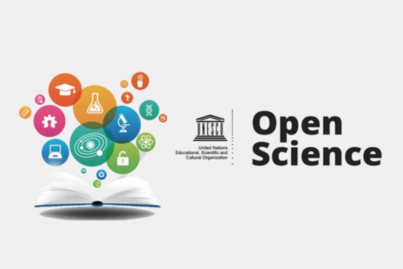 Graphic: book with science symbols above
