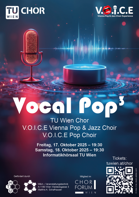 Konzertflyer mit einem Mikrofon und darunter Konzertdaten