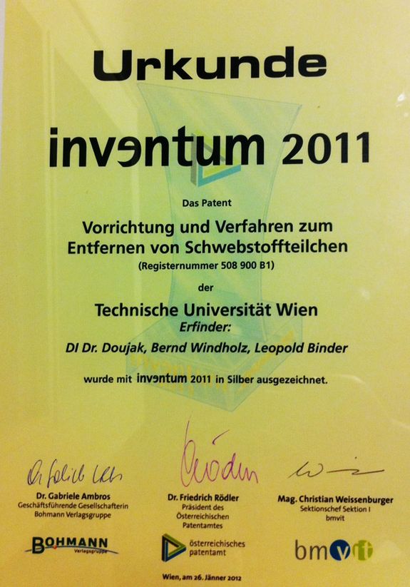 Die Urkunde der TU-Preisträger