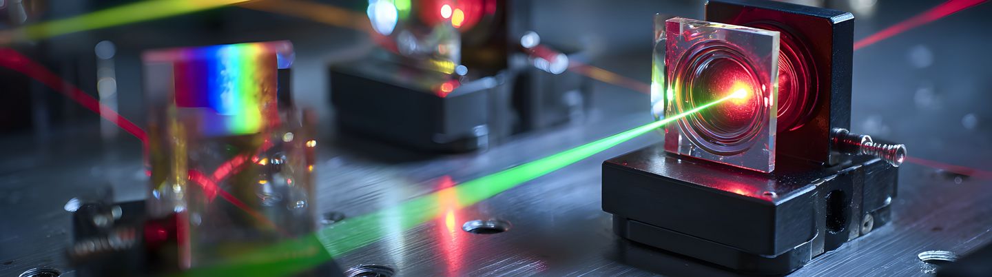 Laseroptik-Versuchsaufbau für die Forschung und Entwicklung im Bereich der Photonik und der Quantentechnologie
