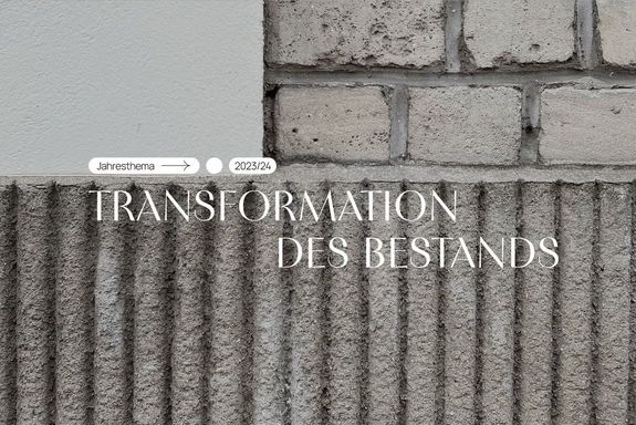 Schrift: Transformation des Bestands, im Hintergrund verschiedene Mauernarten