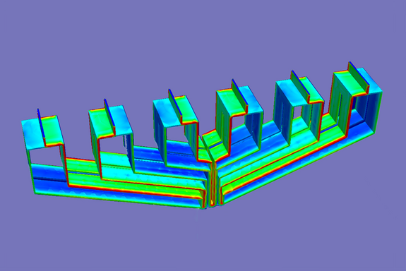 Loss density in a busbar - due to induced eddy currents in the outermost layers