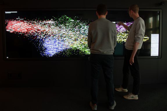 Guests and visualisation at the opening of Davis