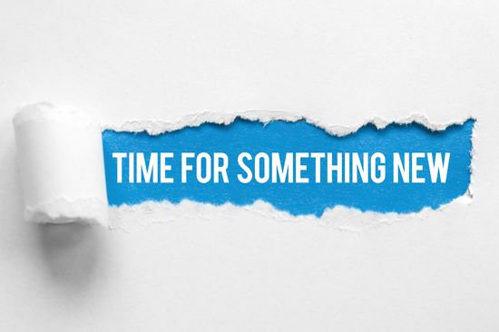 Decorative picture showing the words "Time for something new".