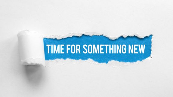 Decorative picture showing the words "Time for something new".