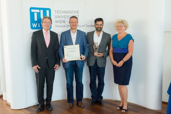 Architektur und Raumplanung, vlnr: VR Kurt Matyas, Alireza Faidai, Kamyar Tavoussi, Rektorin sabine Seidler