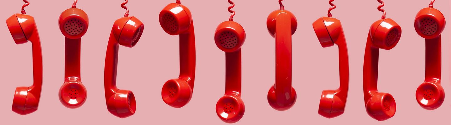 Red telephone receivers