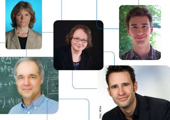 v.l.n.r.: Prof. Alexia Fürnkranz-Prskawetz, Prof. Monika Ludwig, Prof. Christian Hellmich, Prof. Anton Rebhan, Prof. Thorsten Schumm (Foto Wilke)