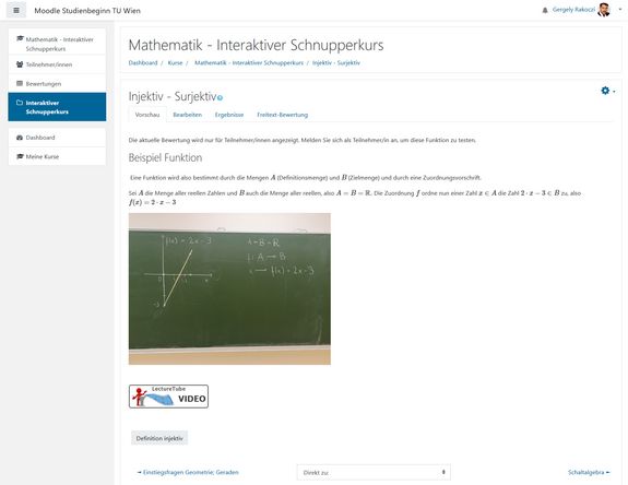 Interaktiver Schnupperkurs Beispiel eines interaktiven Schnupperkurses