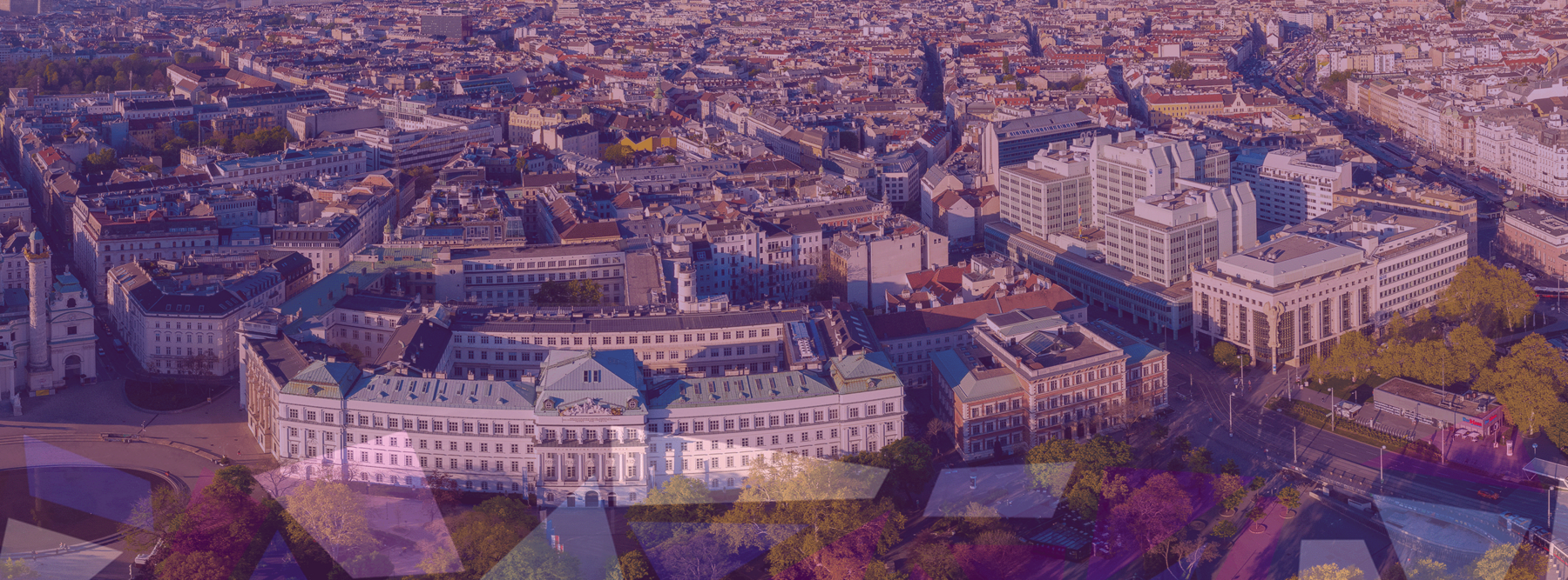 TUW drone picture with a purple filter