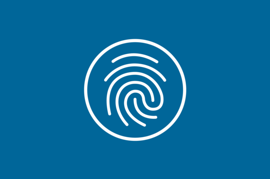 Unser Icon für "Datenidentifikatoren": Fingerabdruck im Kreis.