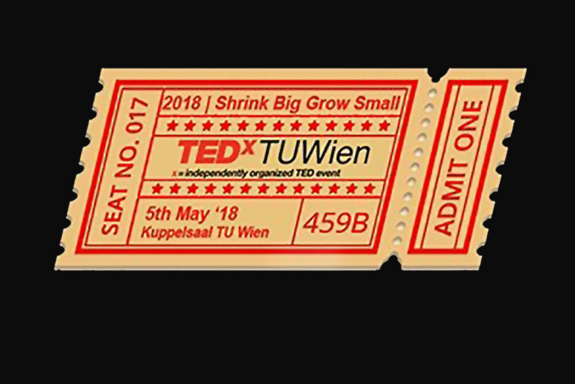 Ein Ticket mit dem Text "TedxTUWien" darauf