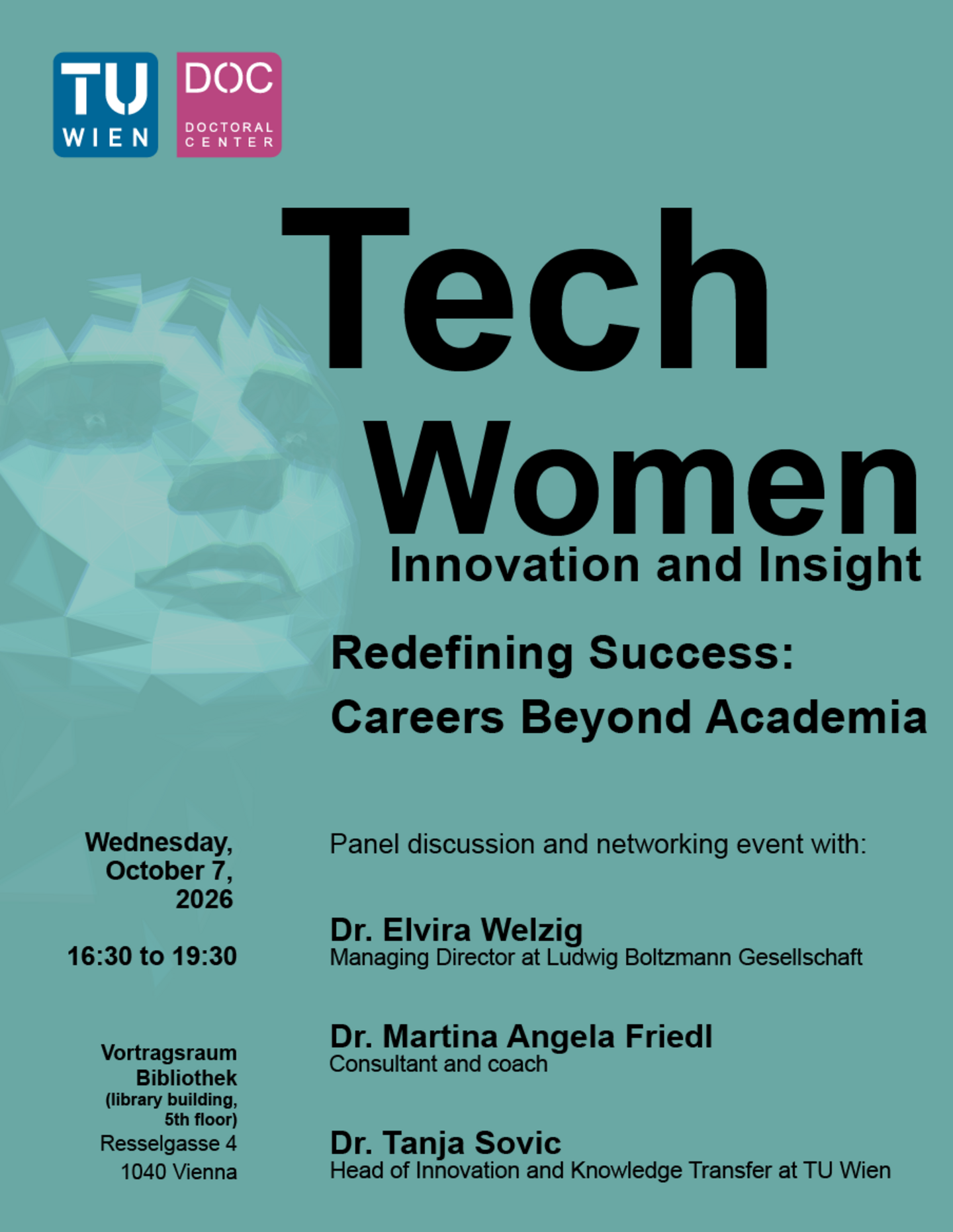Advertisement for the "Tech Women" event on October 7, 2026