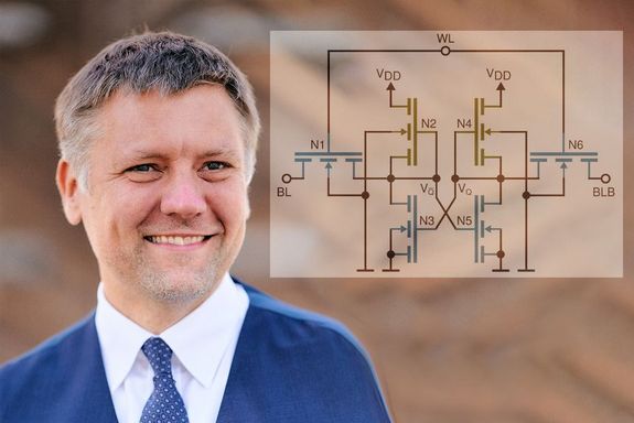 Michael Waltl und eine der untersuchten Schaltungen.
