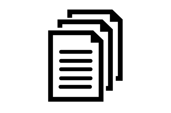 Auf dem Bild sind drei beschriebene Blätter Papier als Icon zu sehen. Sie sind schräg hintereinander angeordnet und haben jeweils die rechte obere Ecke eingeknickt.