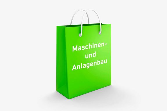 Grünes Sackerl mit der Aufschrift "Maschinen und Anlagenbau"