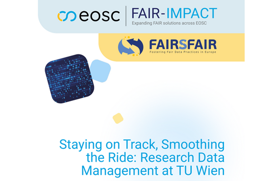 Screenshot of the cover of the mentioned Implementation Story: three differently sized rounded squares on a white background, with various logos above them and the title of the report below.