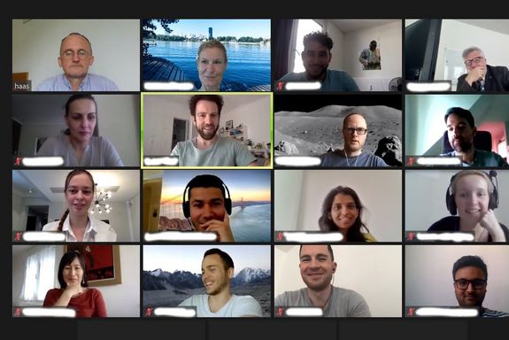 View of videoconference with members of current class