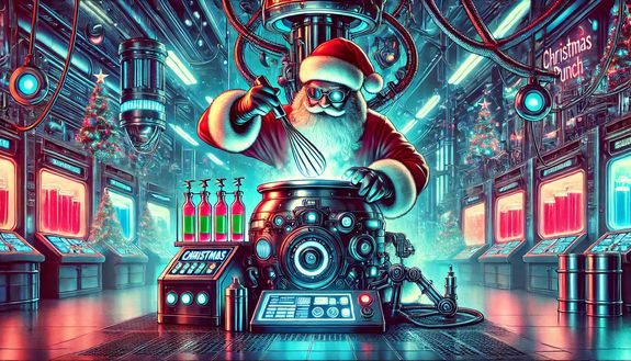 Moderner Santa braut in einem Labor Punsch