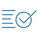 our icon for "data management plans": 5 horizontal lines, to the right a circle with a tick