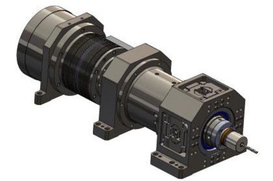 Computerzeichnung Schwingspindelkonzept mit schwingfähiger Rotorwelle in drei Achsen