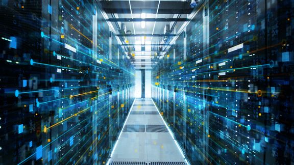 Server corridor of a supercomputer.