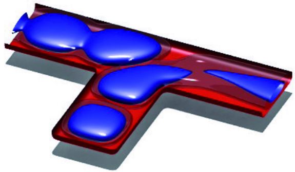 Eine Quantenwelle in einem Waveguide - Ergebnis einer Computersimulation Eine Quantenwelle in einem Waveguide - Ergebnis einer Computersimulation