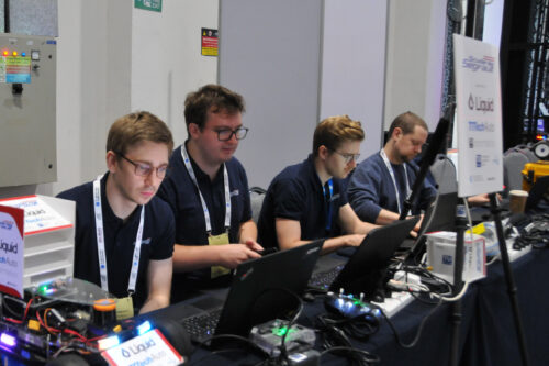 Team working on the race software