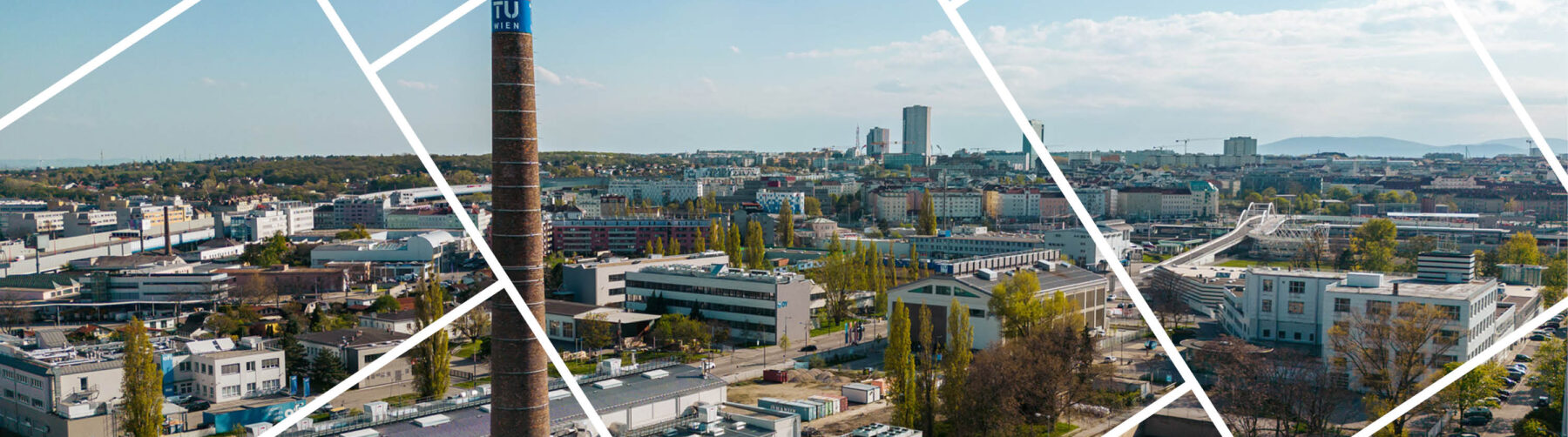 Headerbild mit Gitternetzlinien Drohnenaufnahme Arsenal Science Center