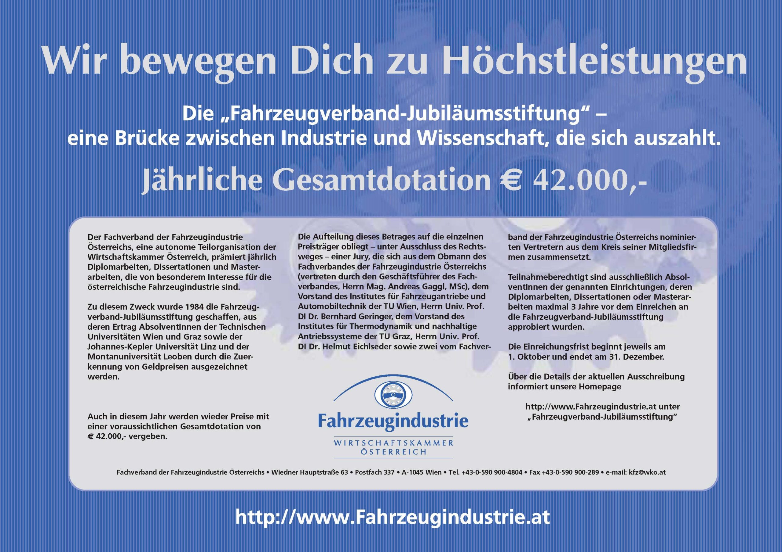 Poster Fahrzeugverband Jubiläumsstiftung