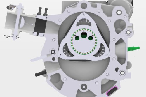 Section through the combustion chamber and intake system of a rotary engine