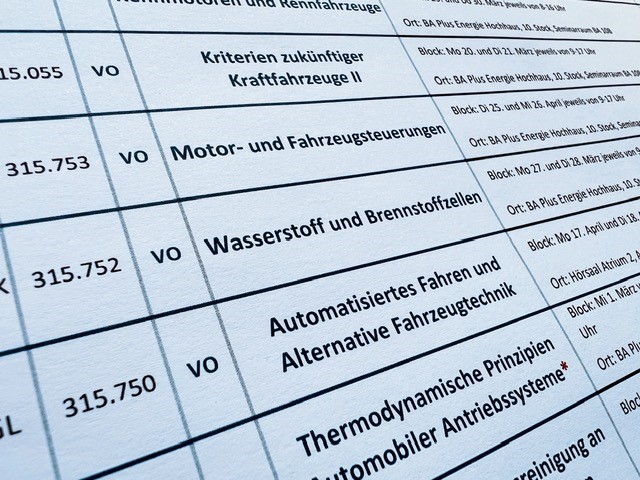 Symbolbild Lehrveranstaltungsliste Institut für Fahrzeugantriebe der TU Wien
