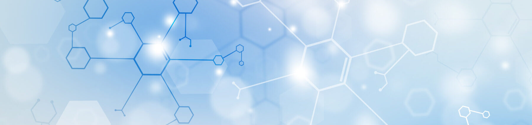 abstract science and medicine blue banner with chemistry elements