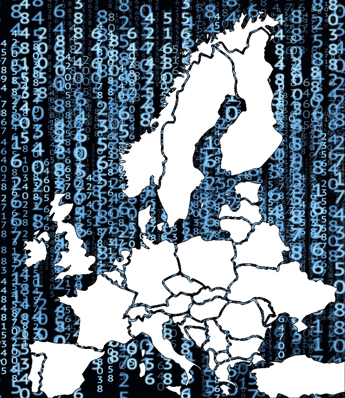 Landkarte von der EU vor Zahlen-Hintergrund