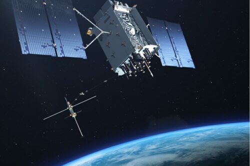 Satelliten im All über Erde